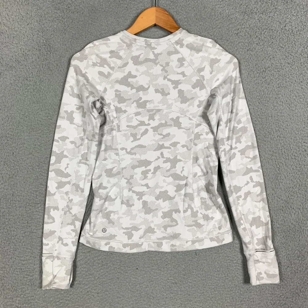 Lululemon Its Rulu Shirt Women's 6 Vapor Gull Grey Camo Jacquard Long Sleeve Run - Picture 6 of 9